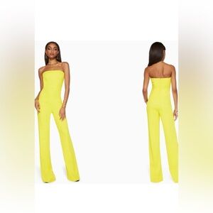 RAMY BROOK NY Vivian Yellow Strapless Wide Leg Jumpsuit 4 MSRP $425